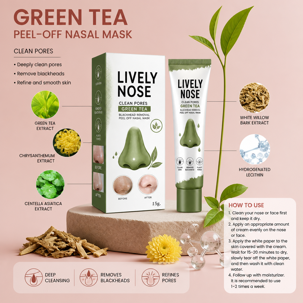 Green Tea Peel-Off Nose Mask – Clarifying Care for Cleaner-Looking Pores