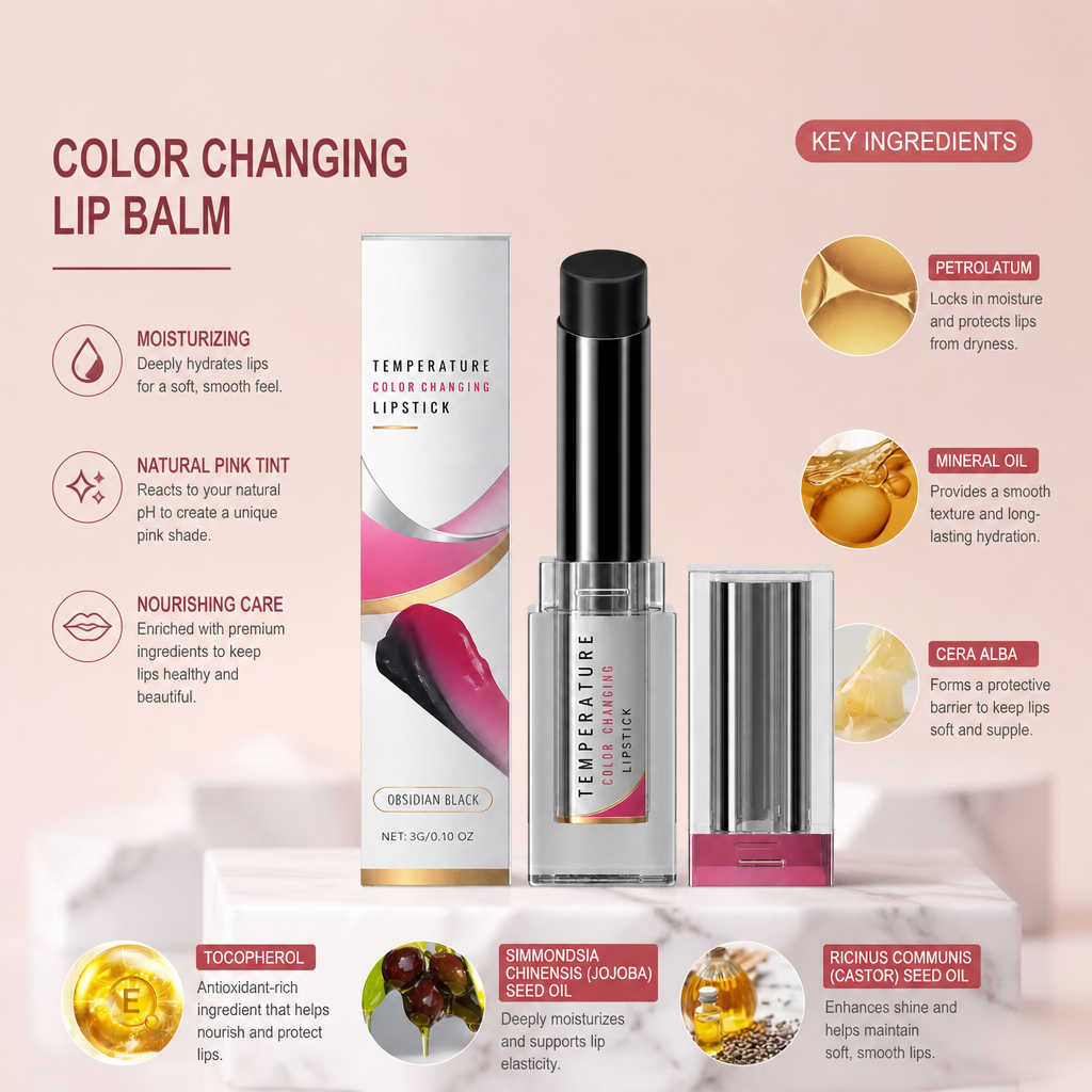 Color-Changing Lip Balm – Moisturizing Formula for a Natural Pink Tint