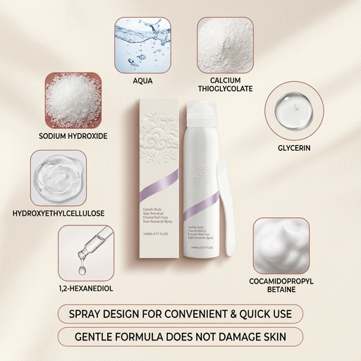 Gentle Hair Removal Spray with Calcium Thioglycolate for Smooth Skin