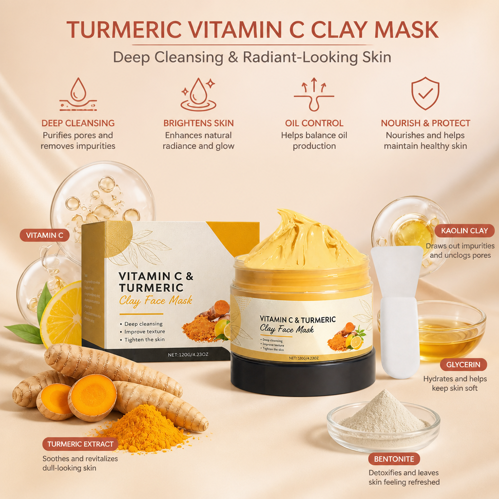Turmeric Vitamin C Clay Mask – Deep Cleansing & Radiant-Looking Skin