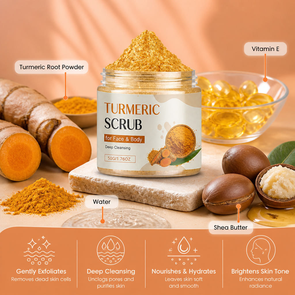 Turmeric Exfoliating Face & Body Scrub for Soft, Smooth Skin
