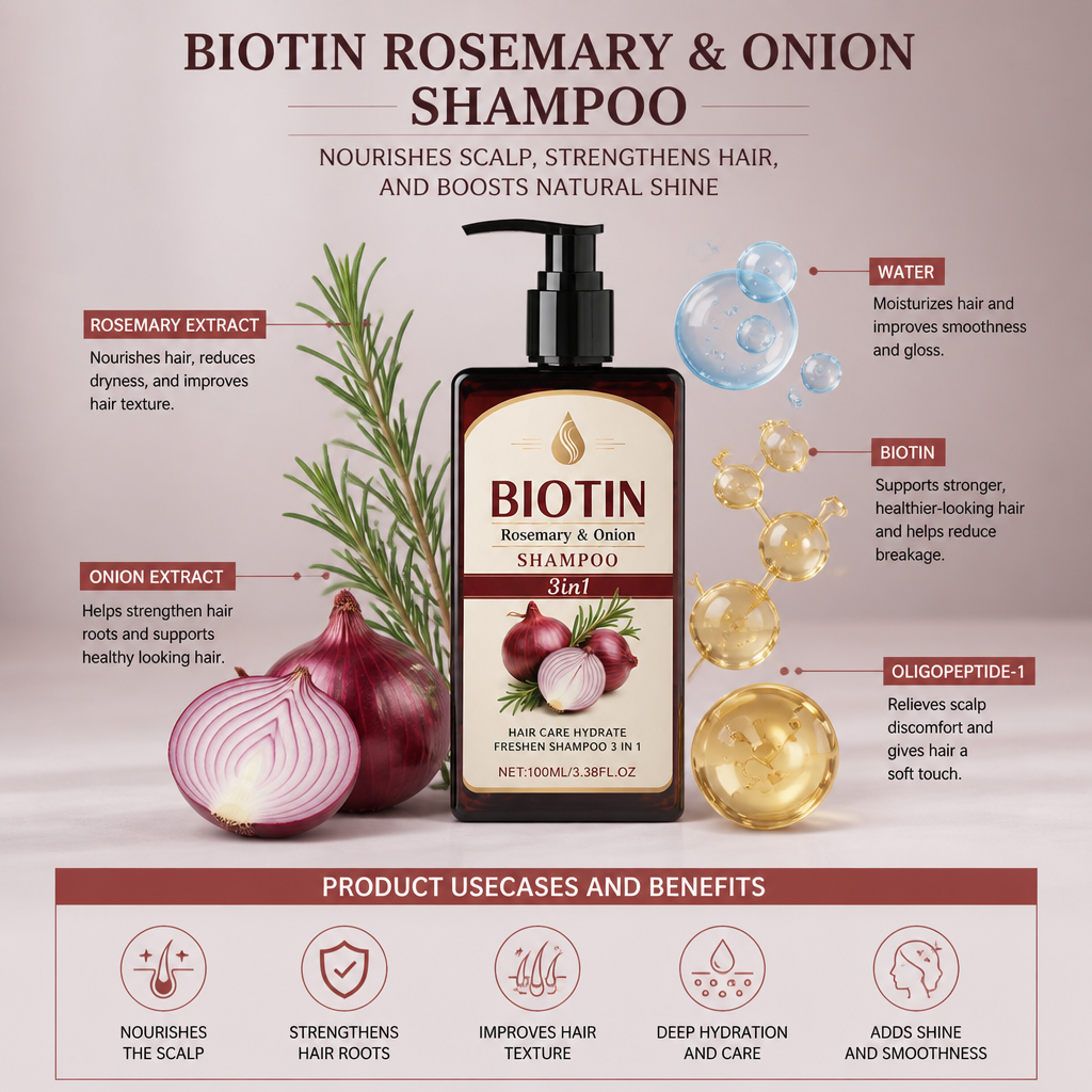 Biotin Rosemary & Onion Shampoo – Hydrating Care For Fresh-Looking Hair
