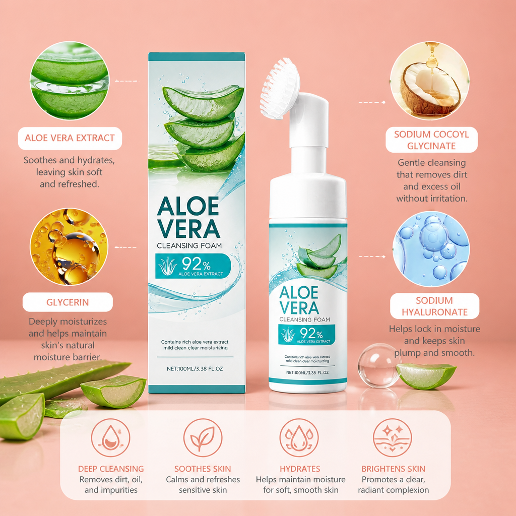 Aloe Vera Cleansing Foam – Gentle Daily Face Wash for Fresh, Hydrated Skin