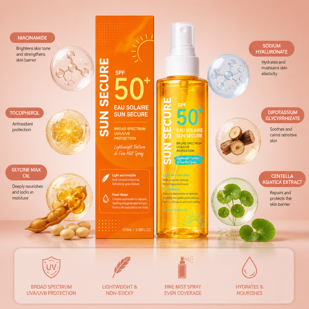Broad Spectrum SPF 50+ Sunscreen Mist – Lightweight Daily UV Protection