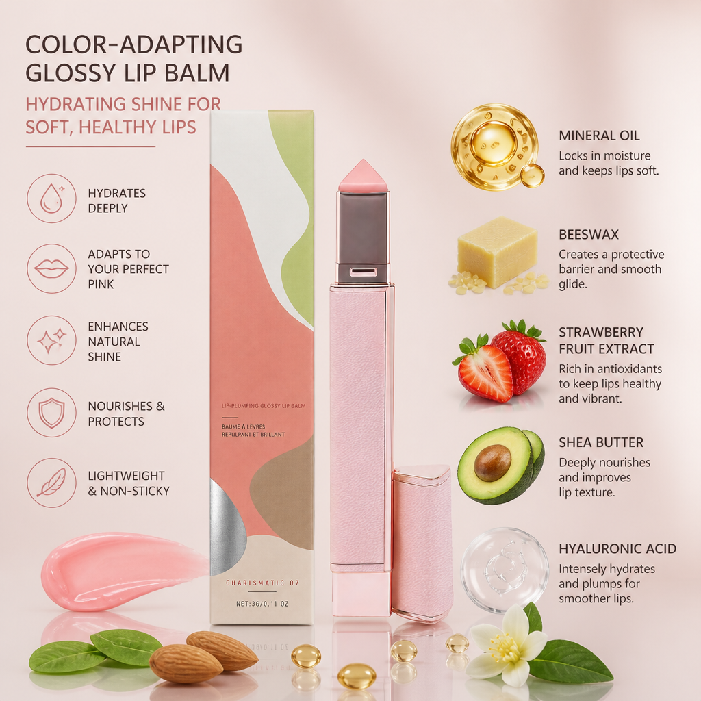 Color-Adapting Glossy Lip Balm – Hydrating Shine for Soft, Healthy Lips