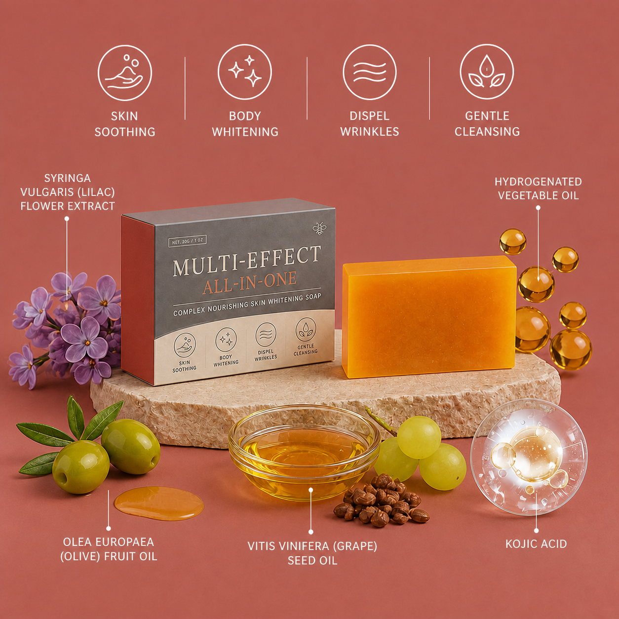 Kojic Brightening Soap Bar for Smooth, Even-Looking Skin