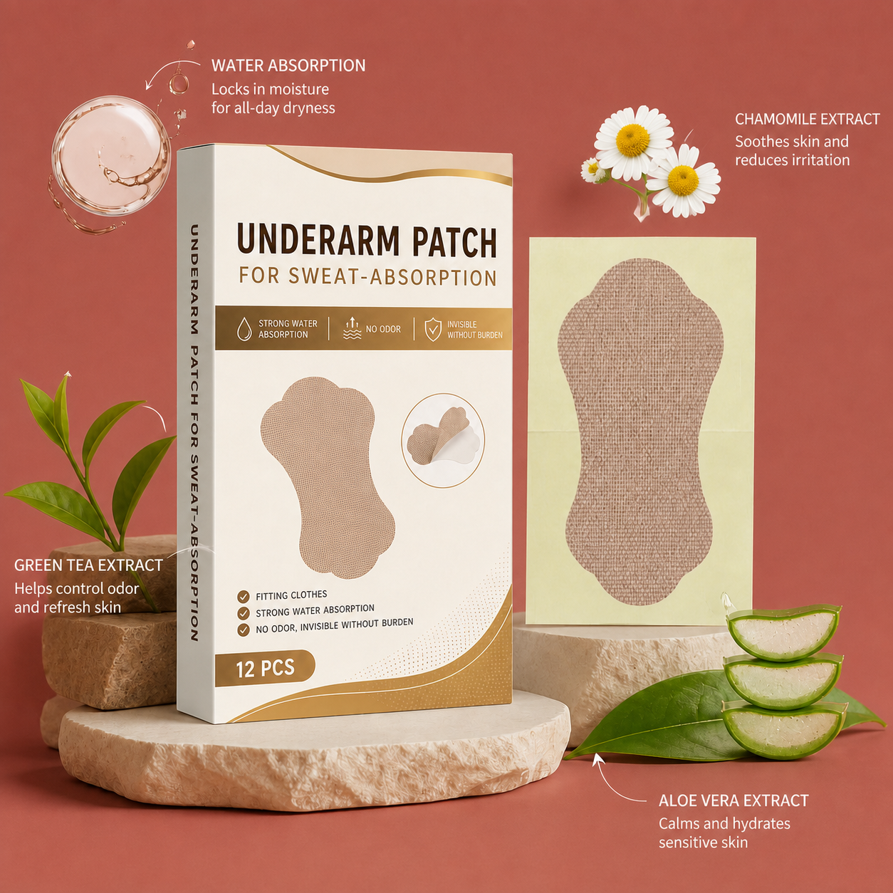 Invisible Underarm Sweat Absorbing Patches for Dry Everyday Comfort