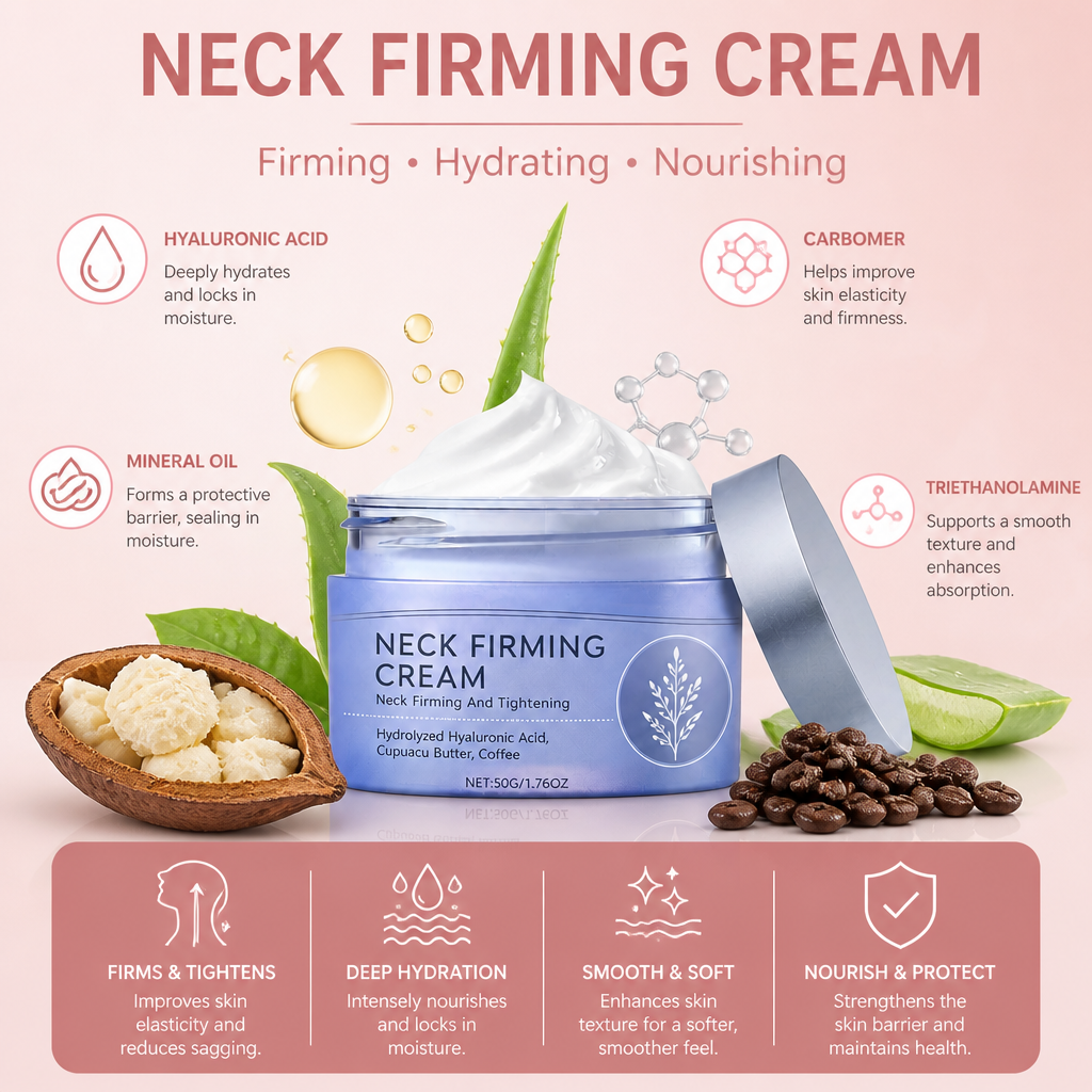 Neck Firming Cream with Hyaluronic Acid & Cocoa Butter for Smooth Skin