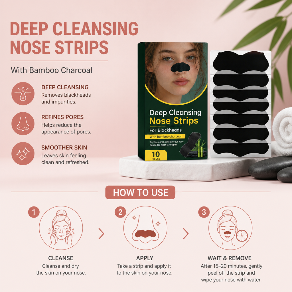 Bamboo Charcoal Nose Strips – Deep Cleansing Care for Smoother-Looking Pores