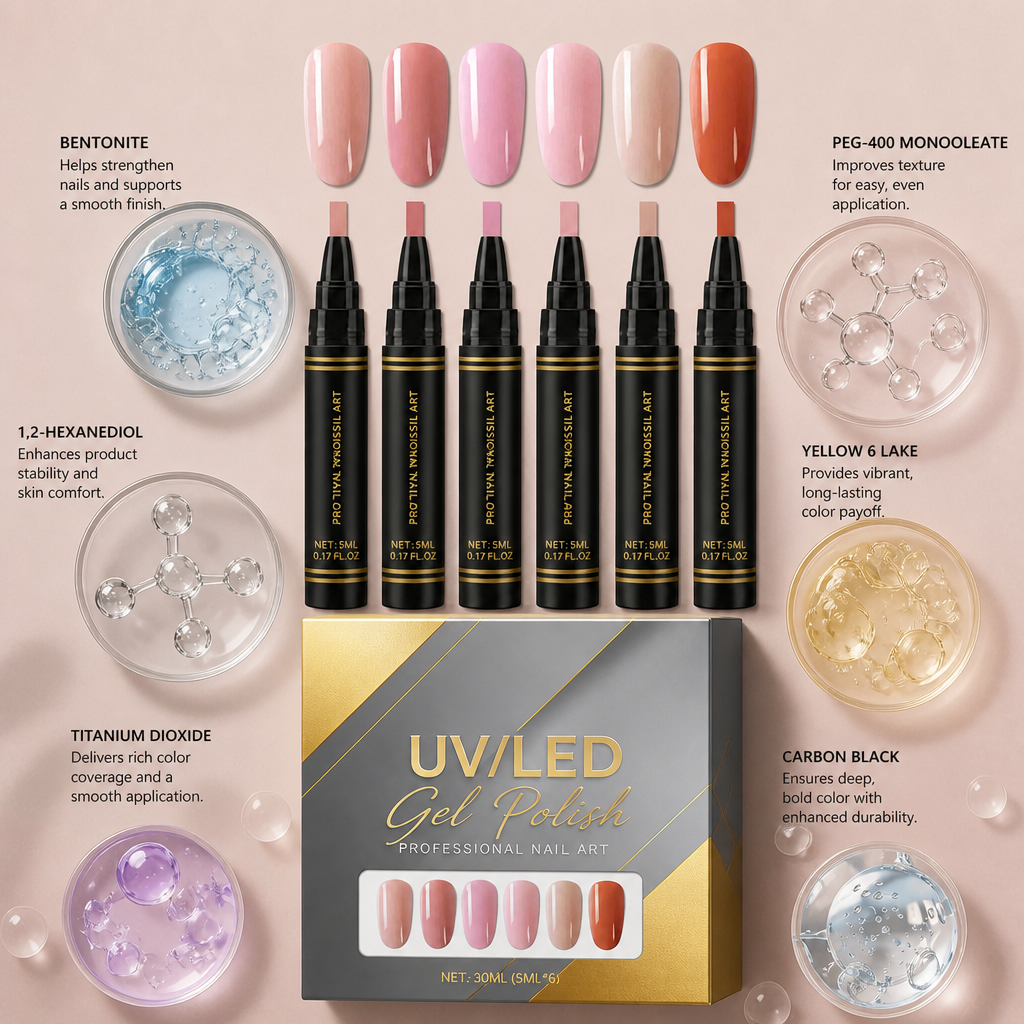 UV/LED Gel Nail Polish Set – Soft Nude Shades For Elegant Nail Looks
