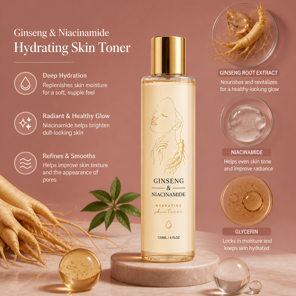 Ginseng & Niacinamide Hydrating Toner – Deep Hydration for Radiant-Looking Skin
