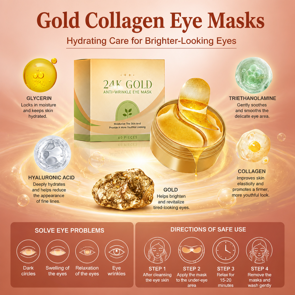 Gold Collagen Eye Masks – Hydrating Care for Brighter-Looking Eyes