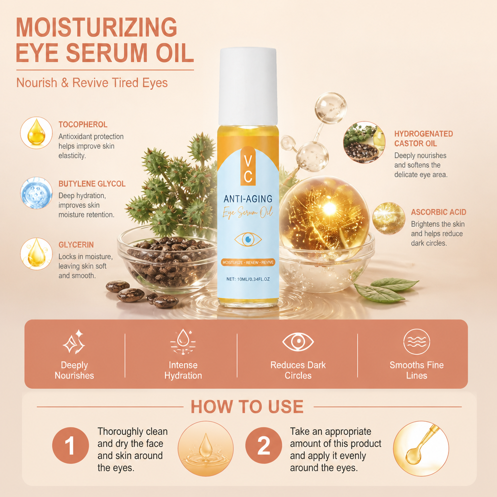 Cross-border TK best-selling moisturizing eye serum oil, gentle nourishing and hydrating eye care essence.