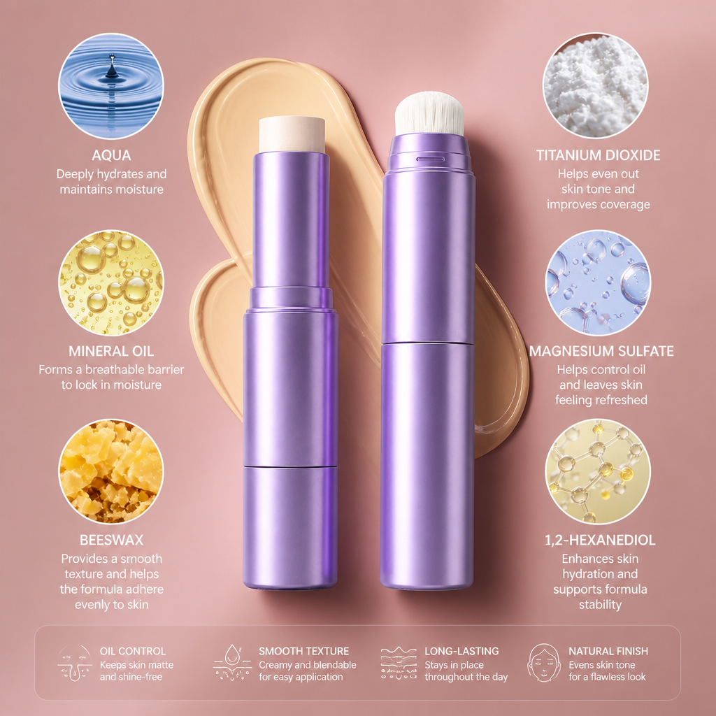 Foundation Stick With Brush – Smooth Natural Coverage For Everyday Makeup