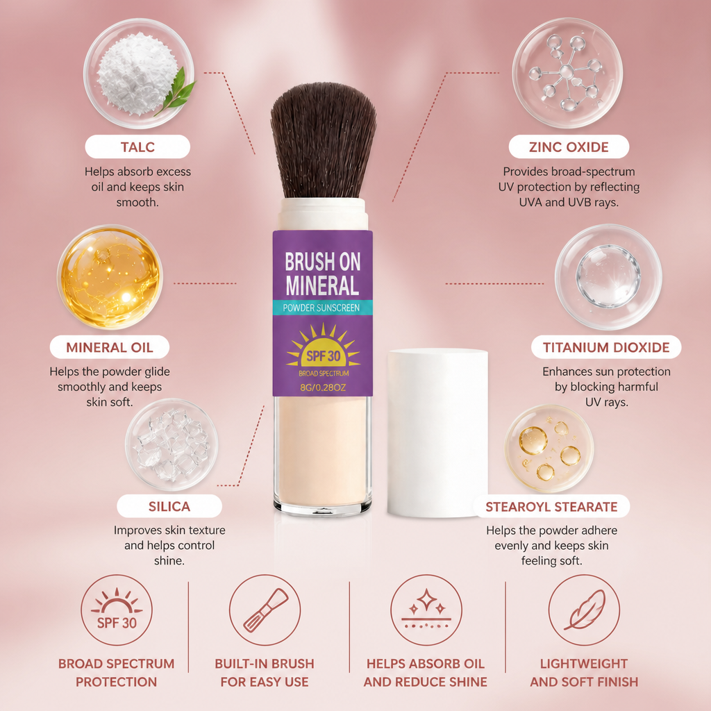 Brush-On Mineral SPF30 Sunscreen Powder for Easy Daily UV Protection