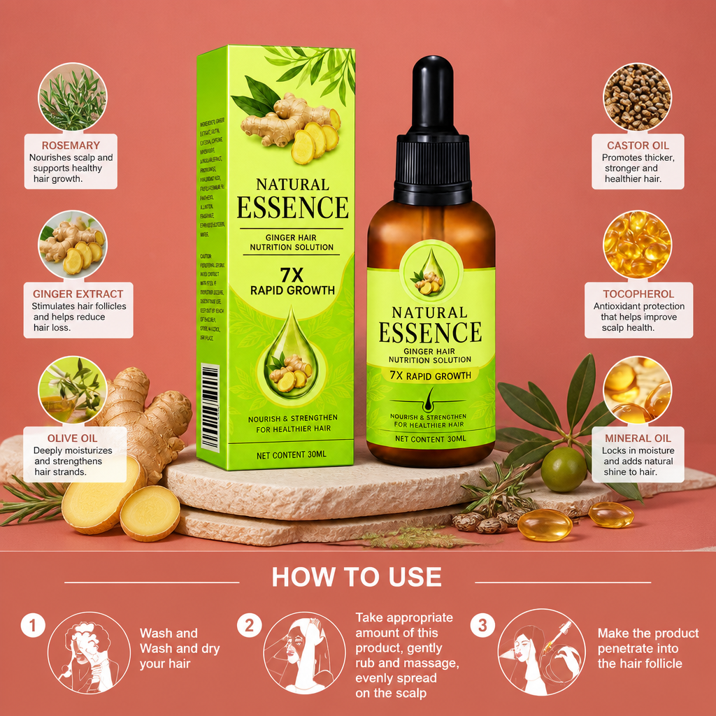 Herbal Hair Nourishing Oil – Ginger & Rosemary Scalp Formula