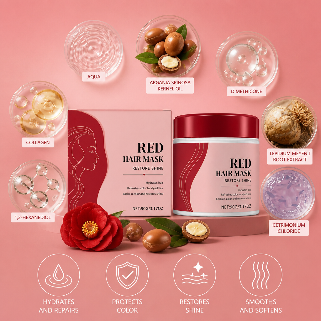 Red Hair Mask – Color Refreshing Treatment For Smooth Shiny Hair