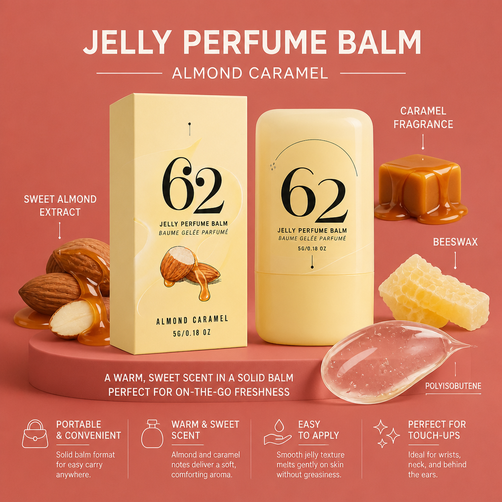 Almond Caramel Solid Perfume Balm – Warm Scent for Easy Touch-Ups
