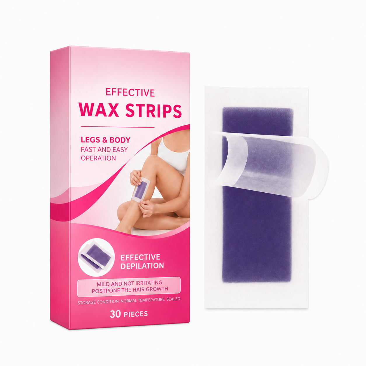 Gentle Wax Hair Removal Strips with Nourishing Skin Care
