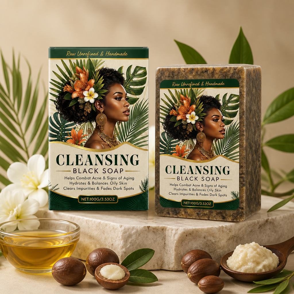 African Black Cleansing Soap for Fresh, Balanced & Smooth-Looking Skin
