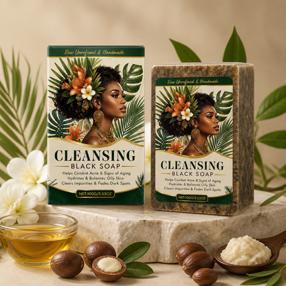 African Black Cleansing Soap for Fresh, Balanced & Smooth-Looking Skin