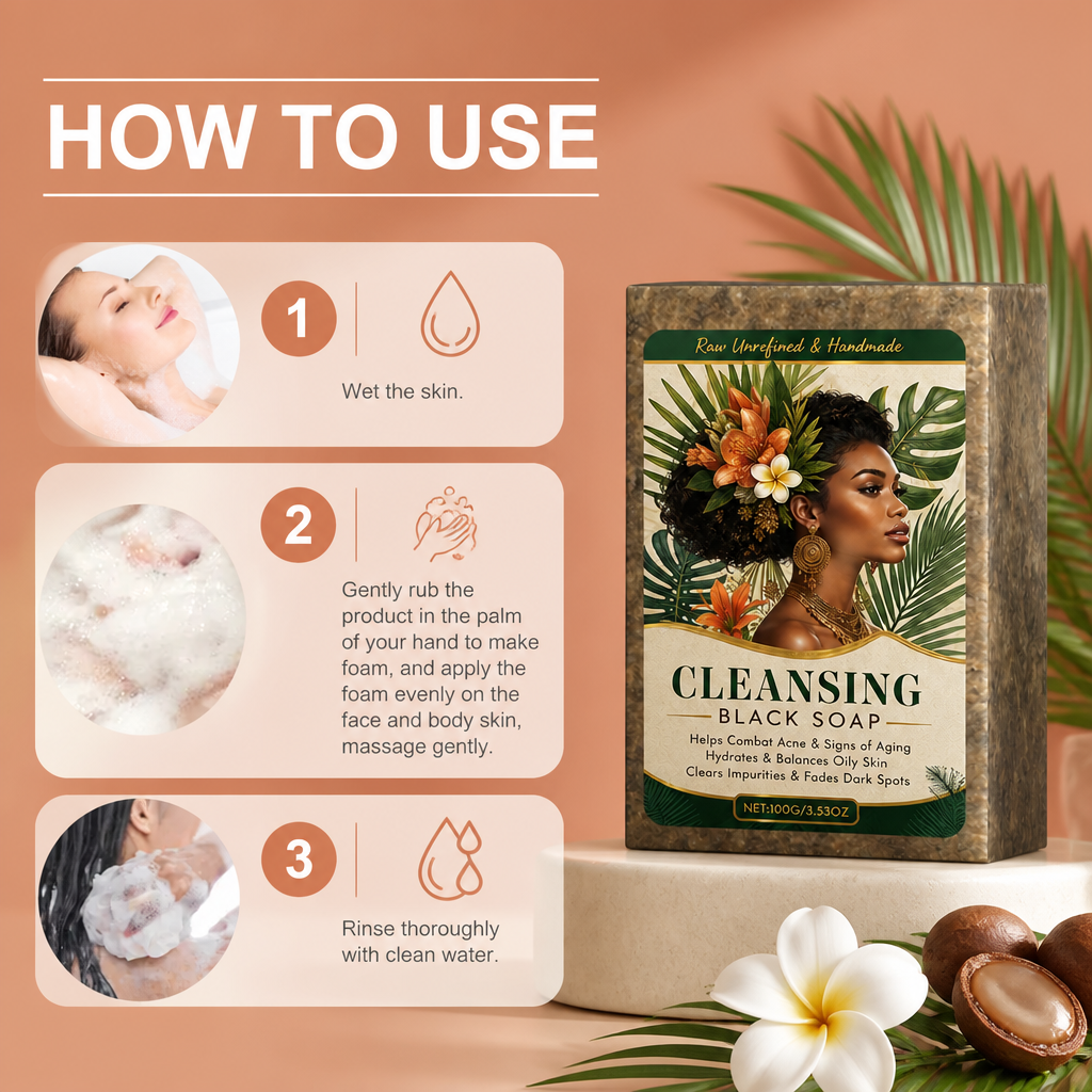 African Black Cleansing Soap for Fresh, Balanced & Smooth-Looking Skin