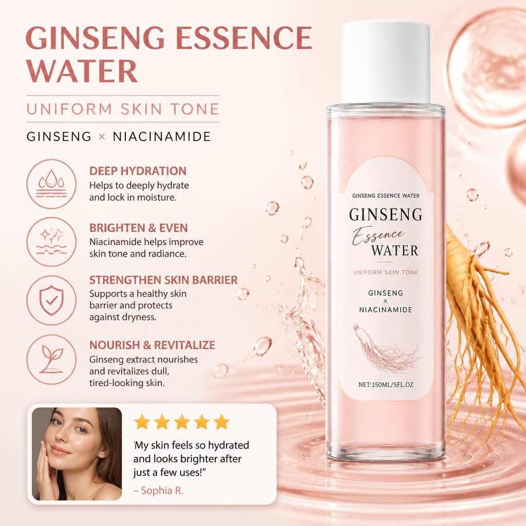 Ginseng & Niacinamide Essence Toner for Hydrated, Radiant-Looking Skin