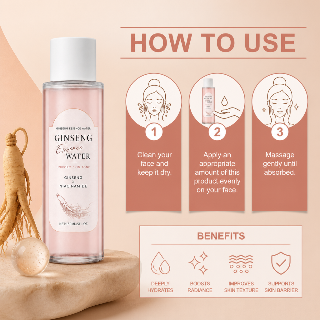 Ginseng & Niacinamide Essence Toner for Hydrated, Radiant-Looking Skin