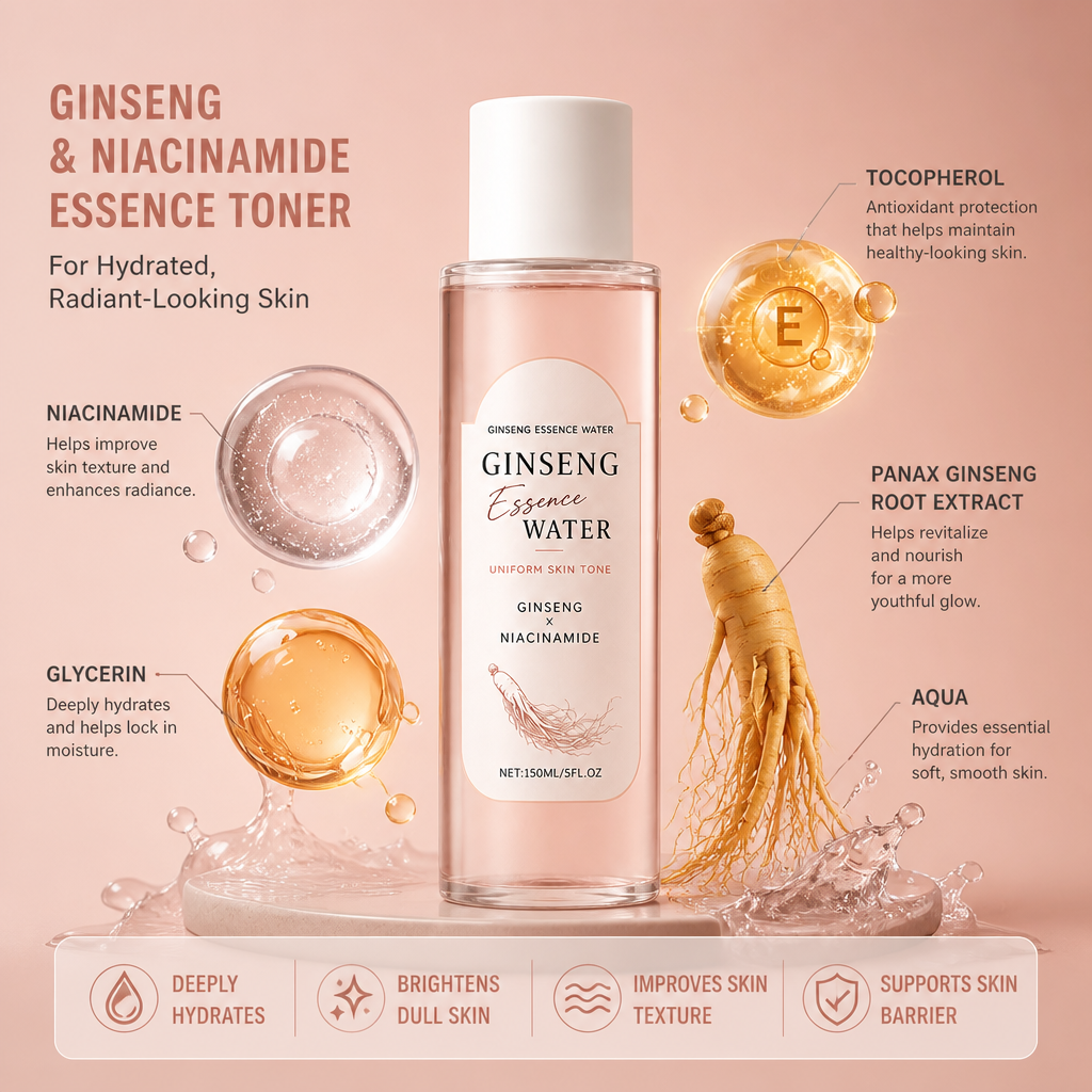 Ginseng & Niacinamide Essence Toner for Hydrated, Radiant-Looking Skin