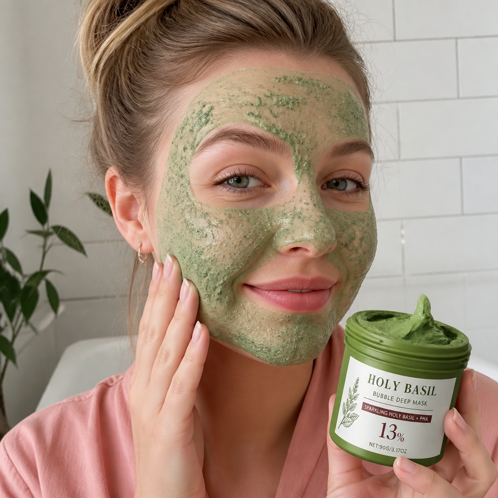Bubble Cleansing Face Mask – Holy Basil for Fresh, Glowing Skin