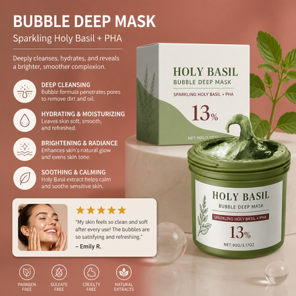 Bubble Cleansing Face Mask – Holy Basil for Fresh, Glowing Skin