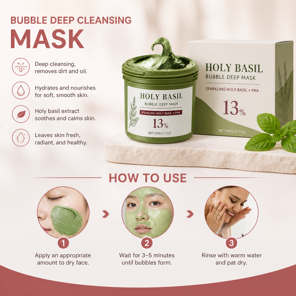Bubble Cleansing Face Mask – Holy Basil for Fresh, Glowing Skin