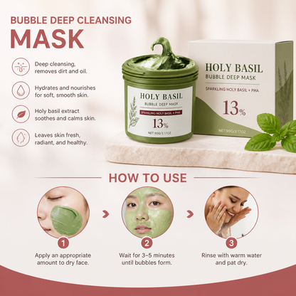 Bubble Cleansing Face Mask – Holy Basil for Fresh, Glowing Skin