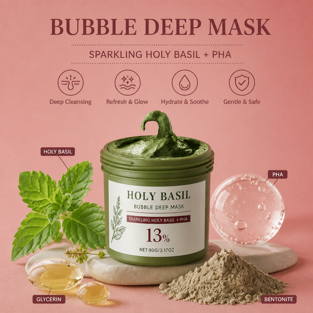 Bubble Cleansing Face Mask – Holy Basil for Fresh, Glowing Skin