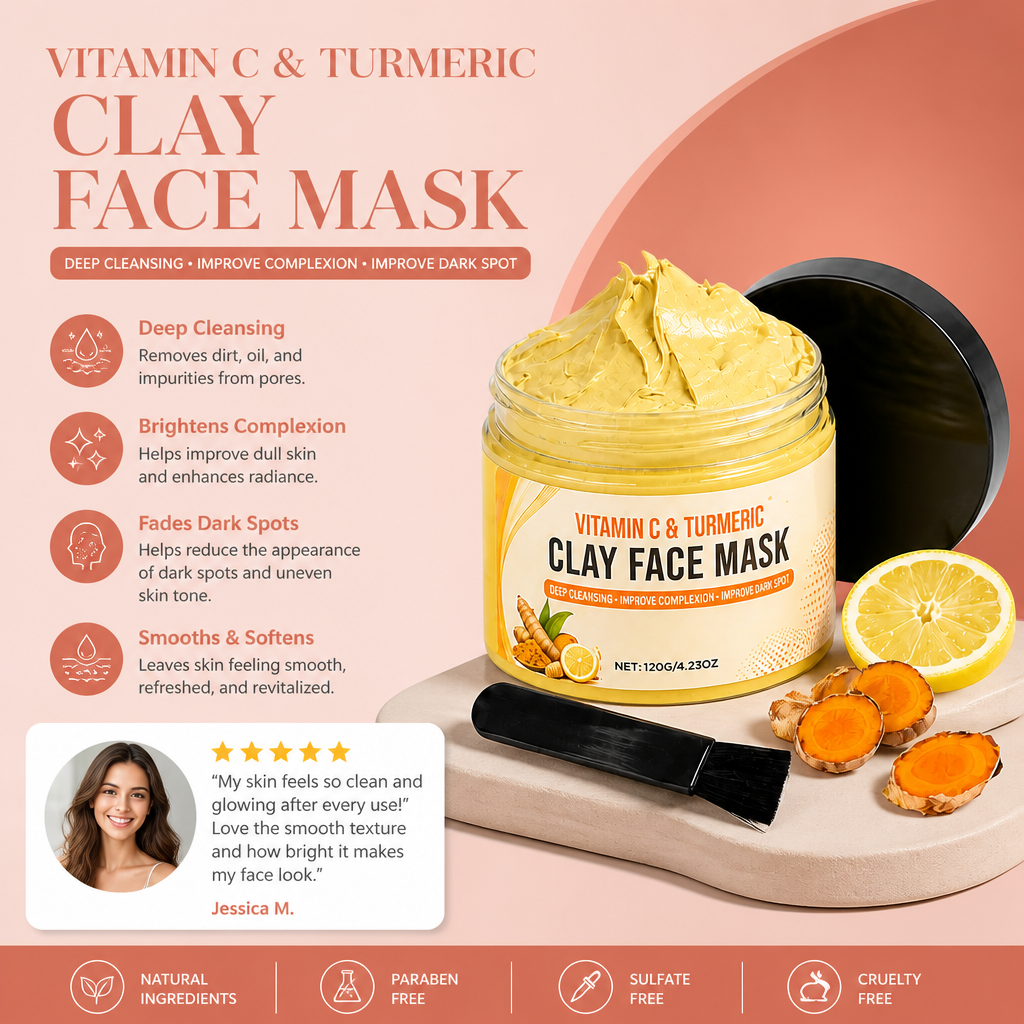 Vitamin C & Turmeric Clay Mask – Deep Cleansing for Radiant, Smooth Skin