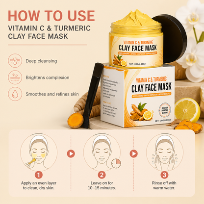 Vitamin C & Turmeric Clay Mask – Deep Cleansing for Radiant, Smooth Skin