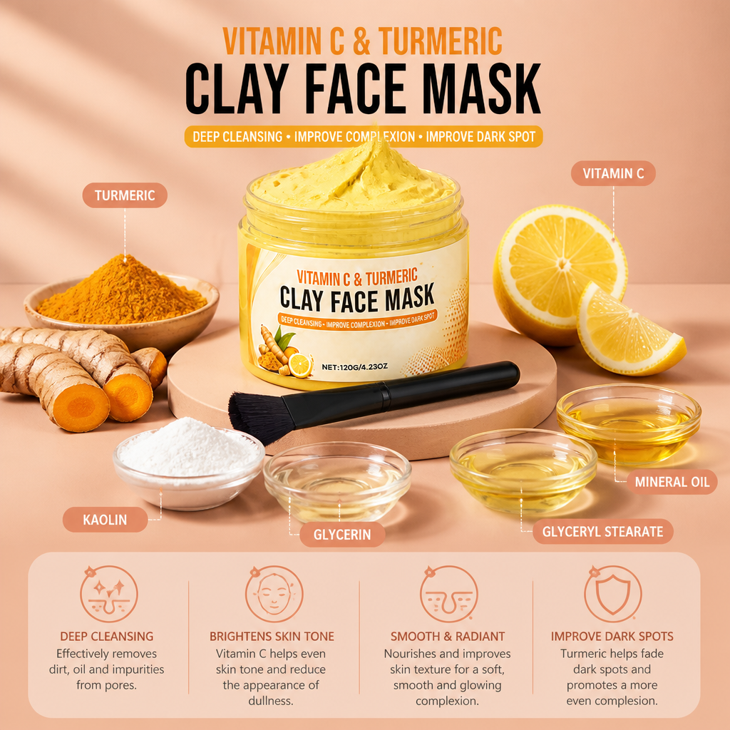 Vitamin C & Turmeric Clay Mask – Deep Cleansing for Radiant, Smooth Skin