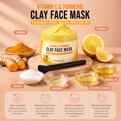 Vitamin C & Turmeric Clay Mask – Deep Cleansing for Radiant, Smooth Skin