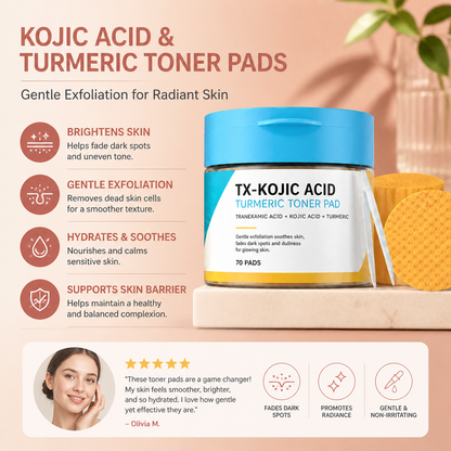 Kojic Acid & Turmeric Toner Pads – Gentle Exfoliation for Radiant Skin