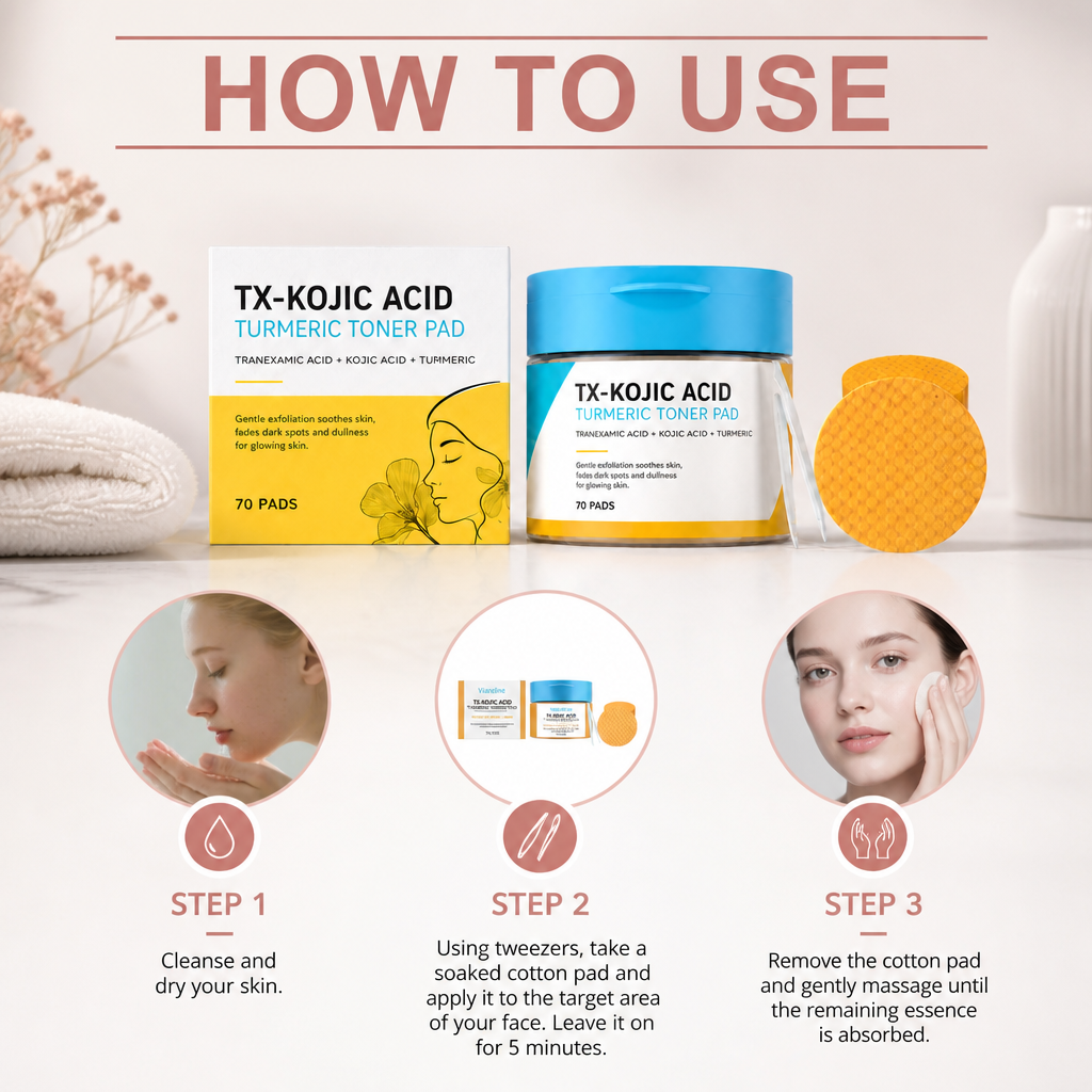 Kojic Acid & Turmeric Toner Pads – Gentle Exfoliation for Radiant Skin