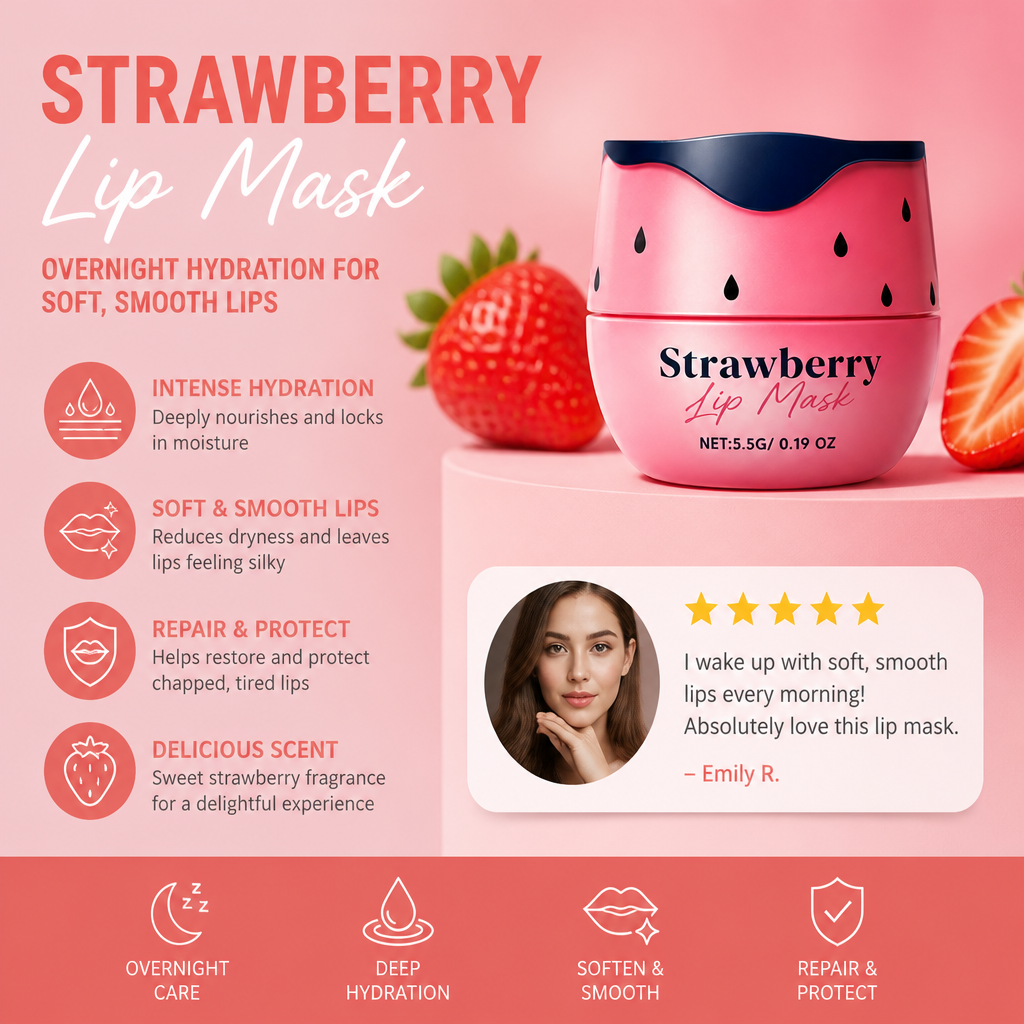 Strawberry Lip Sleeping Mask – Overnight Hydration for Soft, Smooth Lips