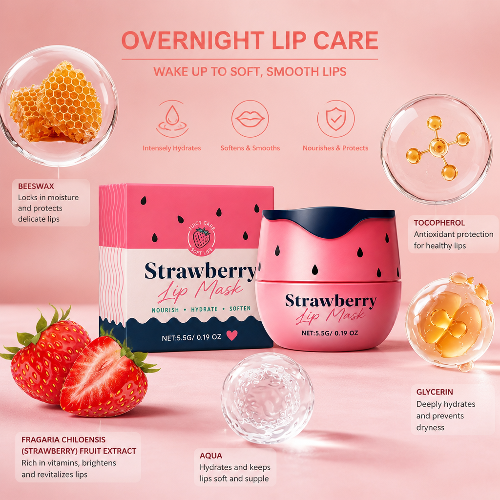 Strawberry Lip Sleeping Mask – Overnight Hydration for Soft, Smooth Lips