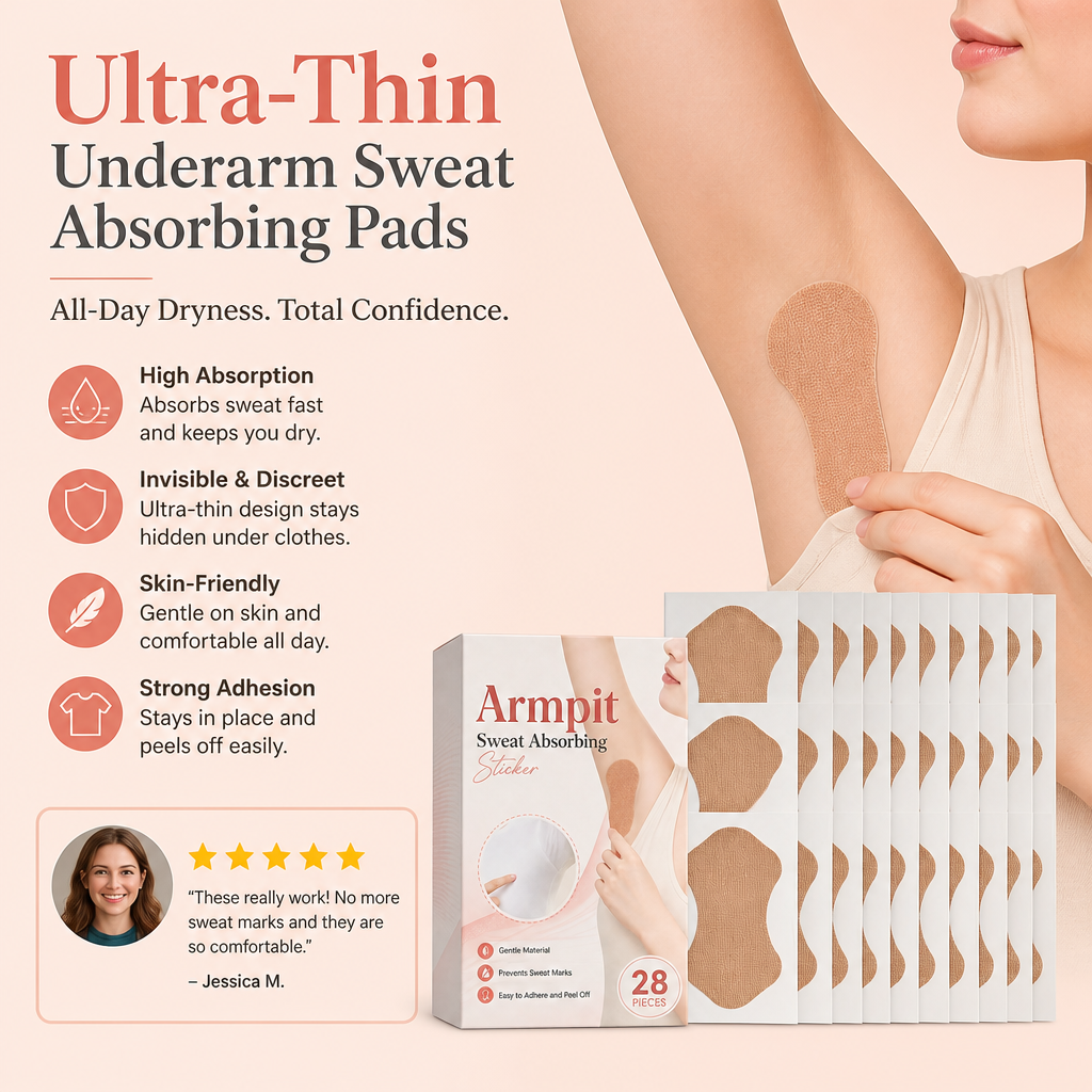 Ultra-Thin Underarm Sweat Absorbing Pads for All-Day Freshness