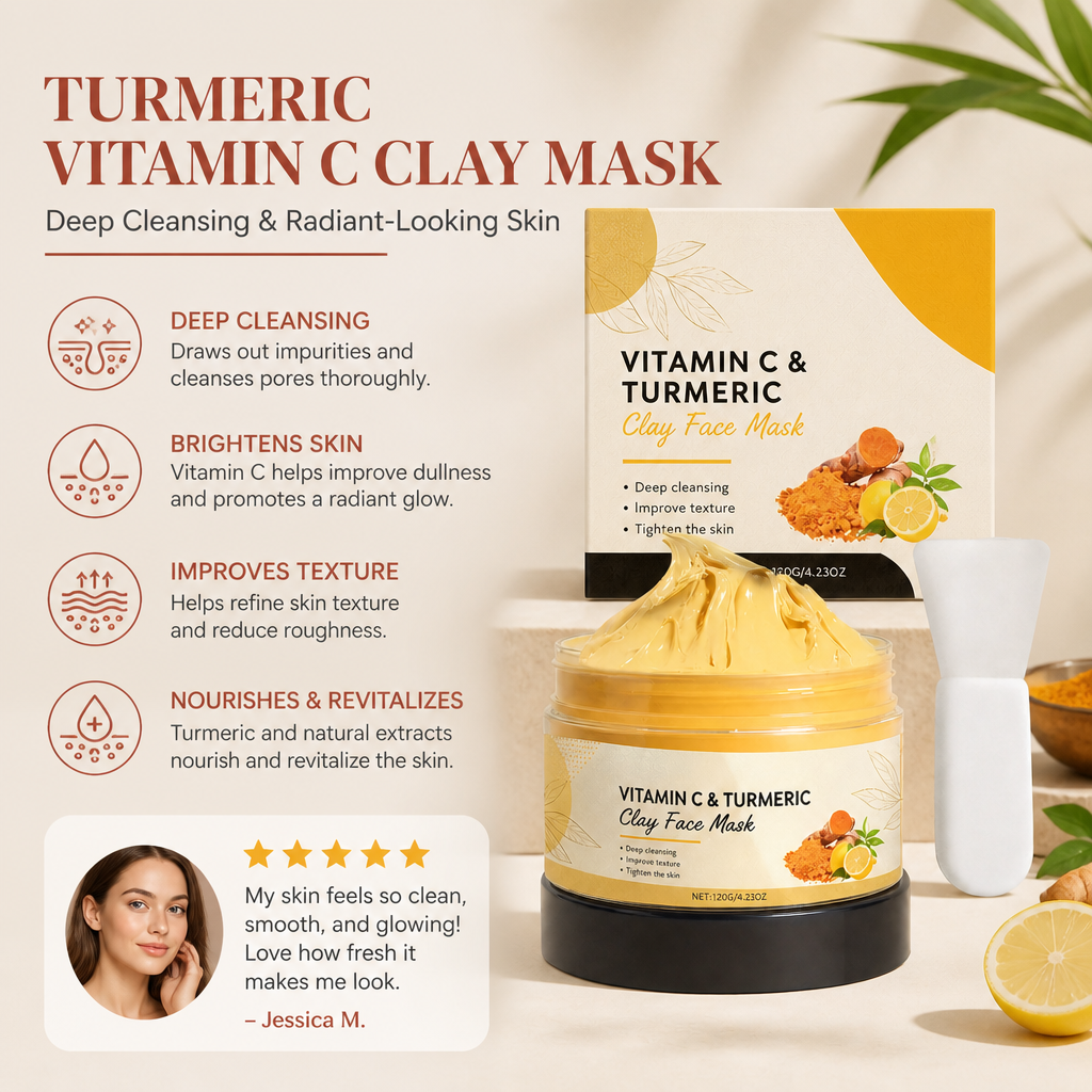 Turmeric Vitamin C Clay Mask – Deep Cleansing & Radiant-Looking Skin