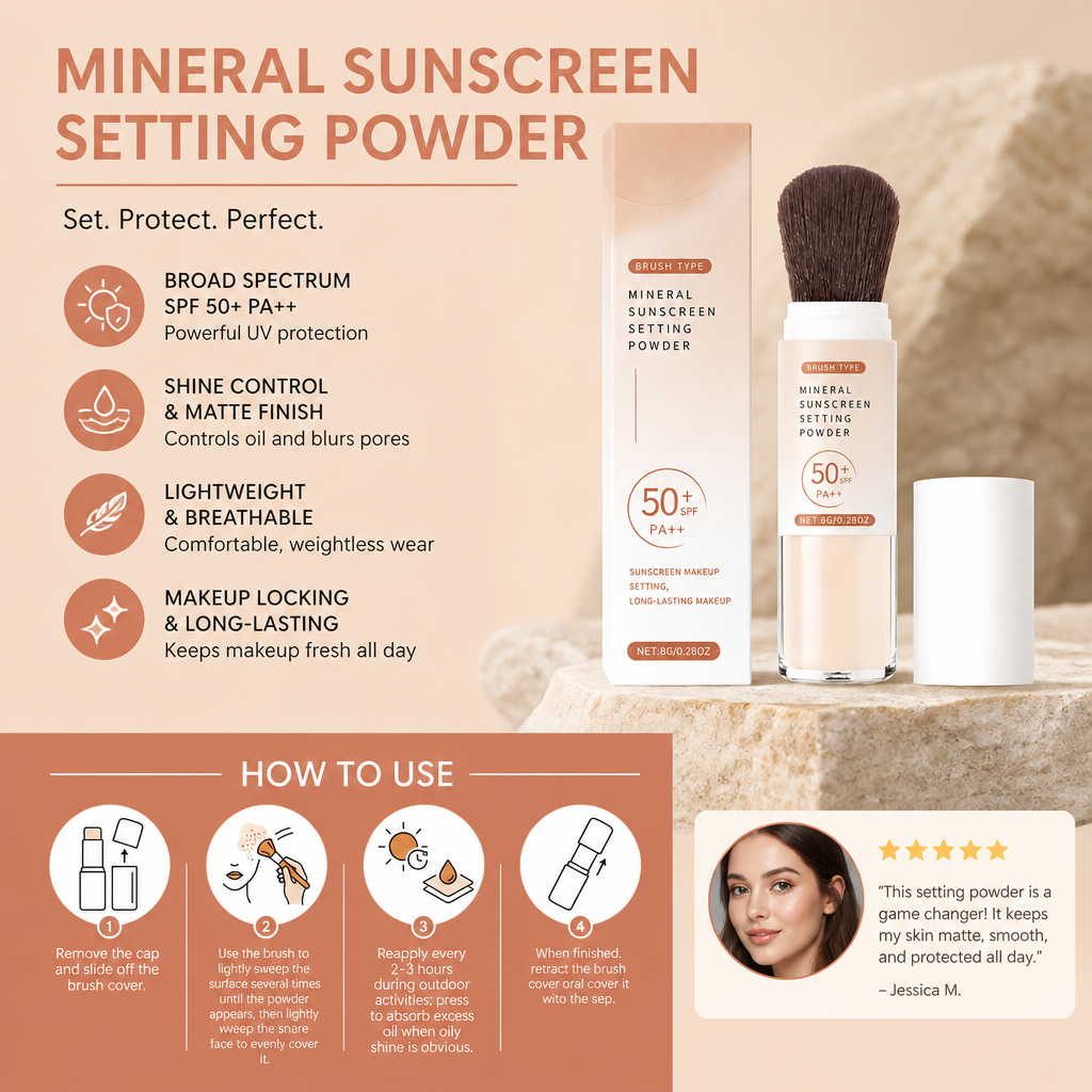 Mineral Sunscreen Setting Powder – Lightweight Matte Makeup Finish