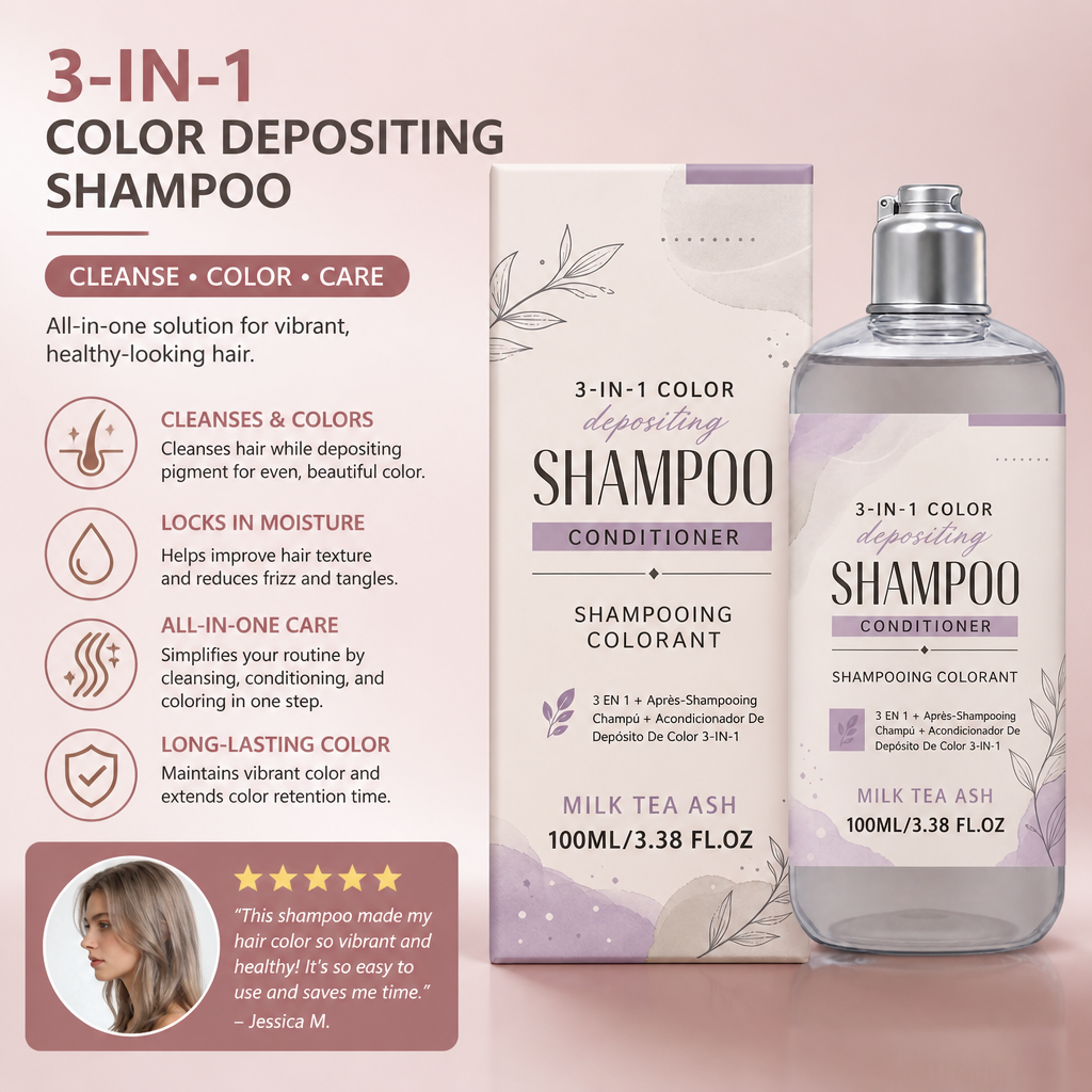 3-in-1 Color Depositing Shampoo – Cleansing Hair Color Care Formula