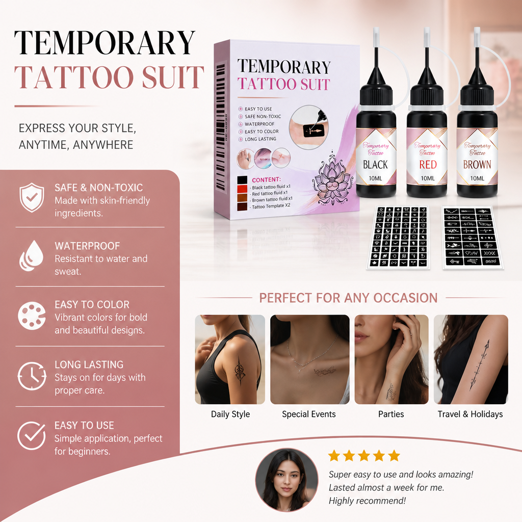Temporary Tattoo Kit – Easy Custom Body Art With Multiple Designs