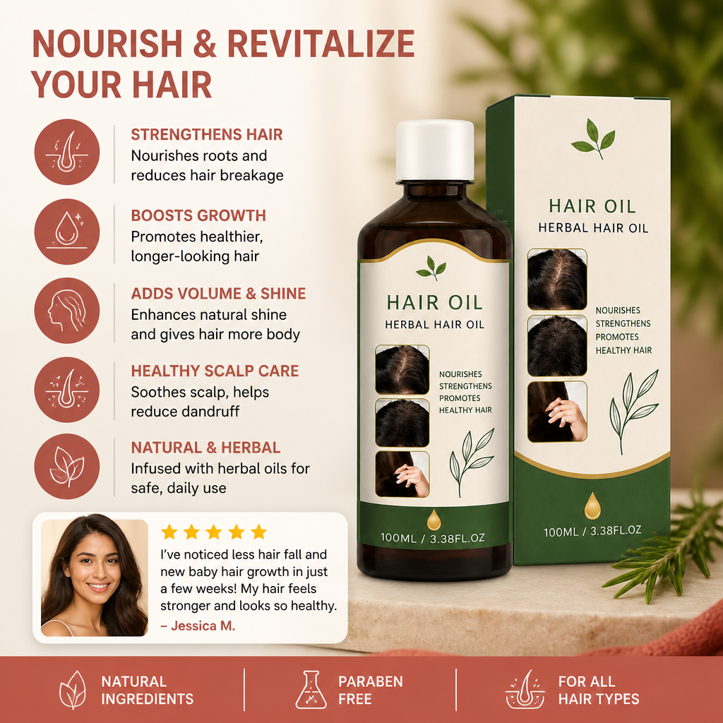 Rosemary & Herbal Hair Oil – Nourishing Scalp Care For Fuller-Looking Hair