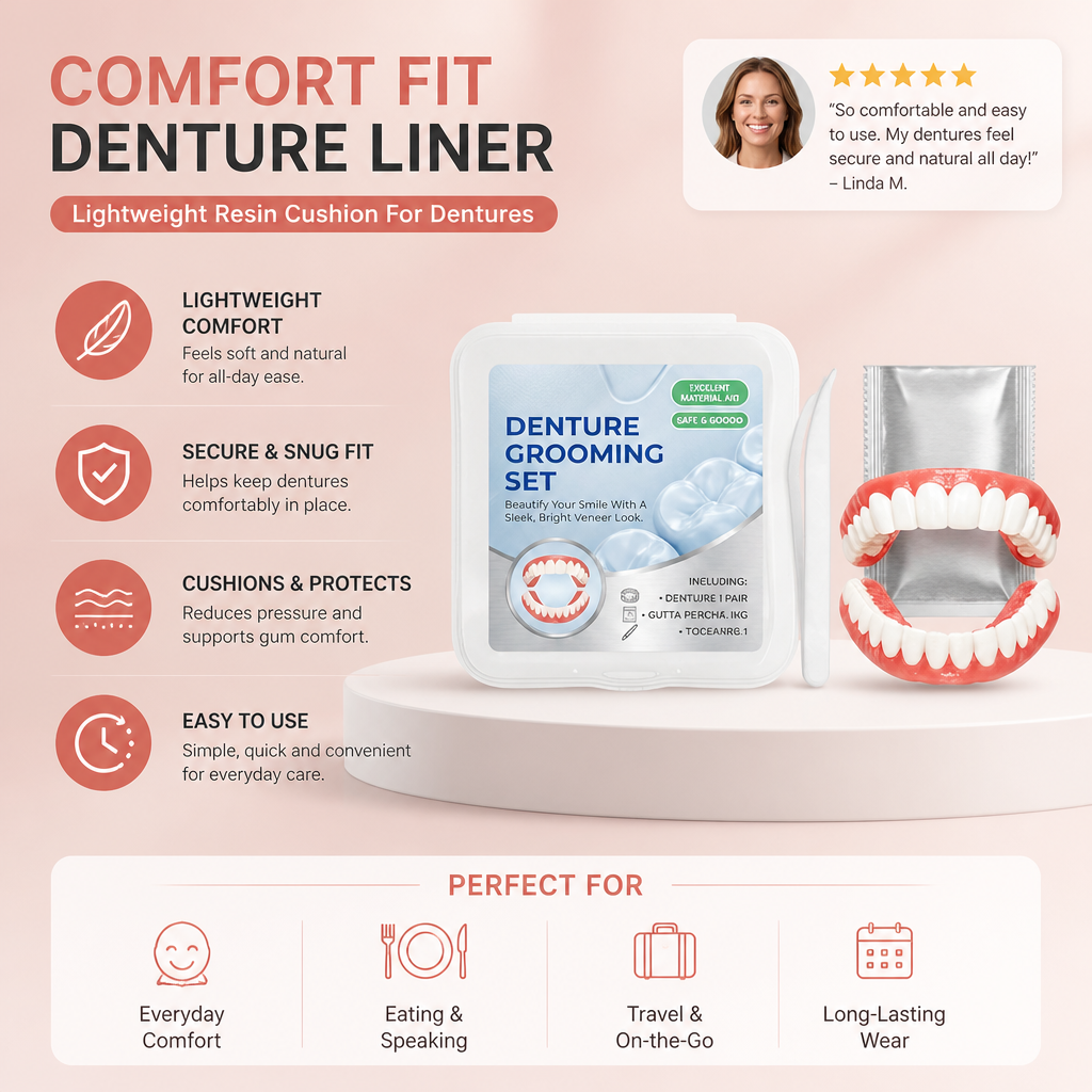 Comfort Fit Denture Liner – Lightweight Resin Cushion For Dentures