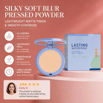 Silky Soft Blur Pressed Powder – Lightweight Matte Finish & Smooth Coverage